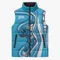 Adelaide Strikers Sleeveless Puffer Jacket Aboriginal Dot Art Cyan Blue - Tribal Wave Pattern