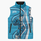 Adelaide Strikers Sleeveless Puffer Jacket Aboriginal Dot Art Cyan Blue - Tribal Wave Pattern