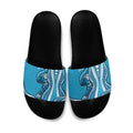 Adelaide Strikers Slide Sandals Aboriginal Dot Art Cyan Blue - Tribal Wave Pattern