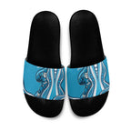 Adelaide Strikers Slide Sandals Aboriginal Dot Art Cyan Blue - Tribal Wave Pattern