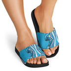 Adelaide Strikers Slide Sandals Aboriginal Dot Art Cyan Blue - Tribal Wave Pattern