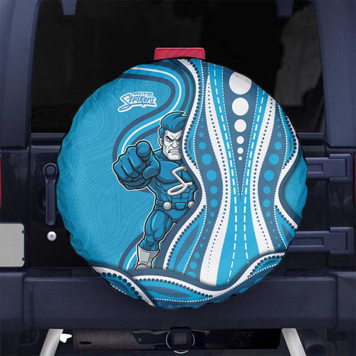 Adelaide Strikers Spare Tire Cover Aboriginal Dot Art Cyan Blue - Tribal Wave Pattern