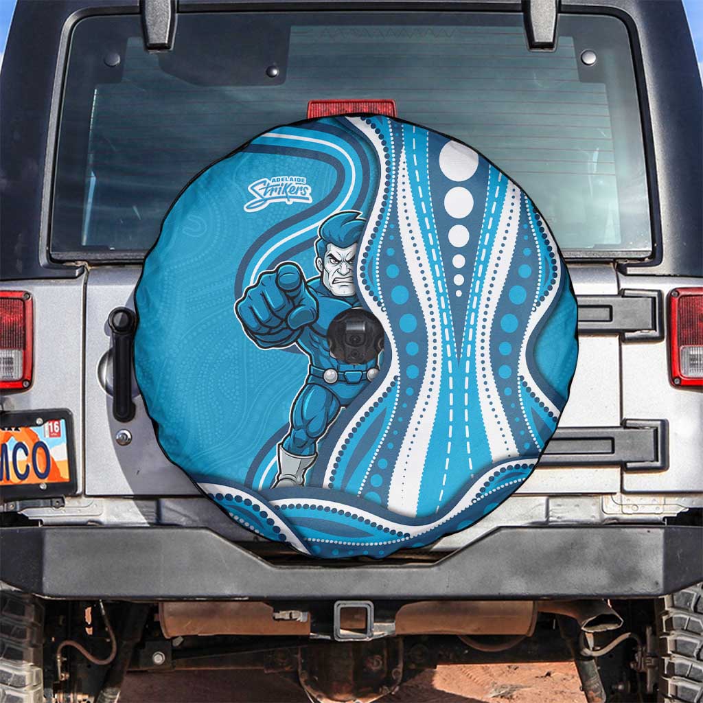 Adelaide Strikers Spare Tire Cover Aboriginal Dot Art Cyan Blue - Tribal Wave Pattern