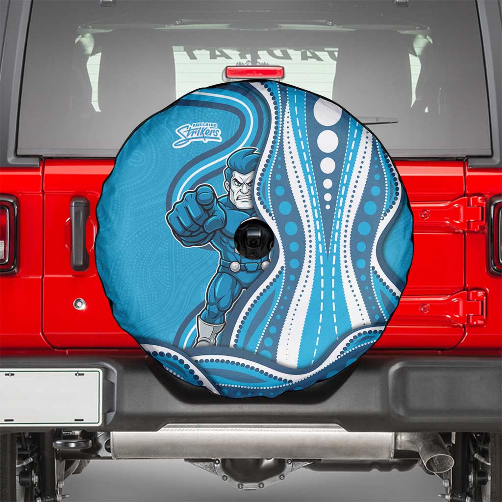 Adelaide Strikers Spare Tire Cover Aboriginal Dot Art Cyan Blue - Tribal Wave Pattern