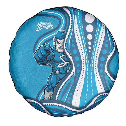 Adelaide Strikers Spare Tire Cover Aboriginal Dot Art Cyan Blue - Tribal Wave Pattern