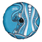 Adelaide Strikers Spare Tire Cover Aboriginal Dot Art Cyan Blue - Tribal Wave Pattern