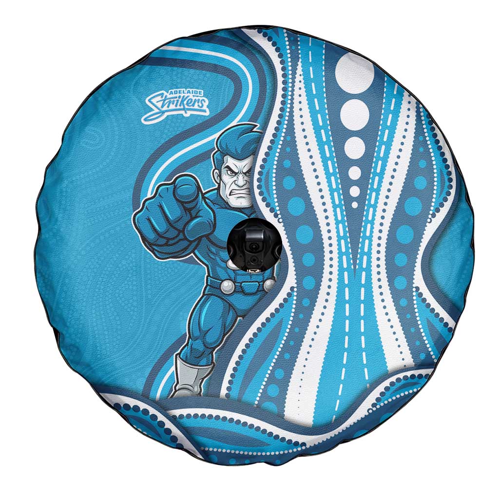 Adelaide Strikers Spare Tire Cover Aboriginal Dot Art Cyan Blue - Tribal Wave Pattern