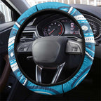Adelaide Strikers Steering Wheel Cover Aboriginal Dot Art Cyan Blue - Tribal Wave Pattern
