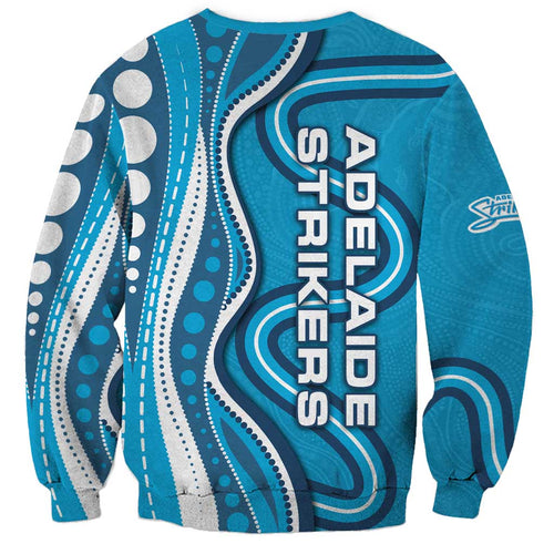 Adelaide Strikers Sweatshirt Aboriginal Dot Art Cyan Blue - Tribal Wave Pattern