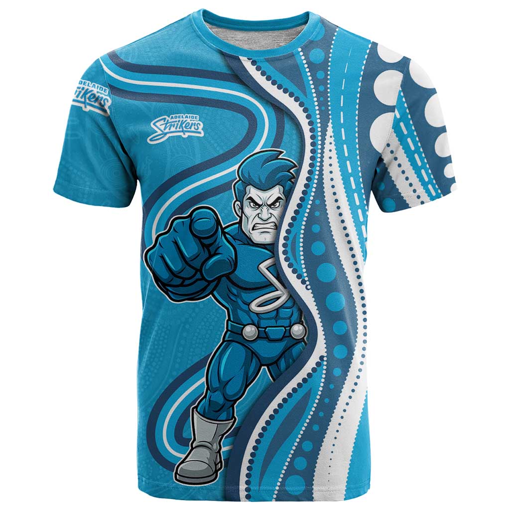 Adelaide Strikers T Shirt Aboriginal Dot Art Cyan Blue - Tribal Wave Pattern
