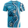 Adelaide Strikers T Shirt Aboriginal Dot Art Cyan Blue - Tribal Wave Pattern
