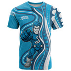 Adelaide Strikers T Shirt Aboriginal Dot Art Cyan Blue - Tribal Wave Pattern