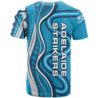 Adelaide Strikers T Shirt Aboriginal Dot Art Cyan Blue - Tribal Wave Pattern