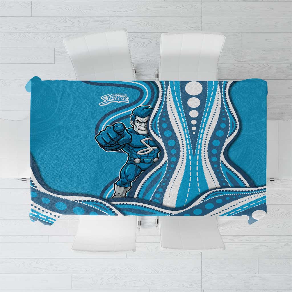 Adelaide Strikers Tablecloth Aboriginal Dot Art Cyan Blue - Tribal Wave Pattern