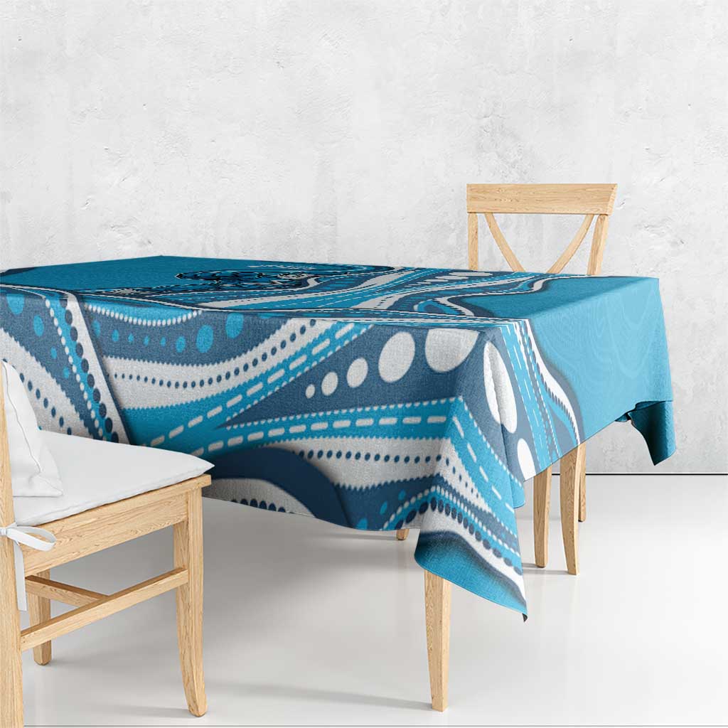 Adelaide Strikers Tablecloth Aboriginal Dot Art Cyan Blue - Tribal Wave Pattern