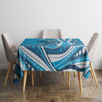 Adelaide Strikers Tablecloth Aboriginal Dot Art Cyan Blue - Tribal Wave Pattern