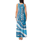 Adelaide Strikers Tank Maxi Dress Aboriginal Dot Art Cyan Blue - Tribal Wave Pattern
