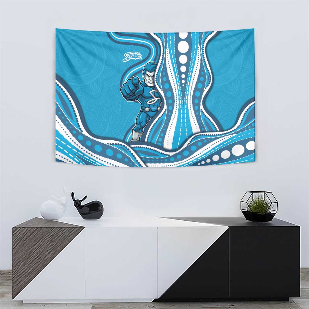 Adelaide Strikers Tapestry Aboriginal Dot Art Cyan Blue - Tribal Wave Pattern