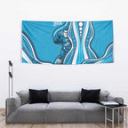 Adelaide Strikers Tapestry Aboriginal Dot Art Cyan Blue - Tribal Wave Pattern