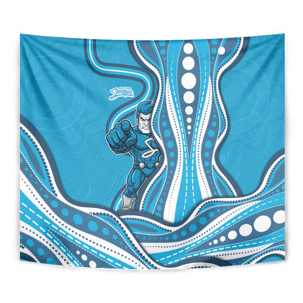 Adelaide Strikers Tapestry Aboriginal Dot Art Cyan Blue - Tribal Wave Pattern