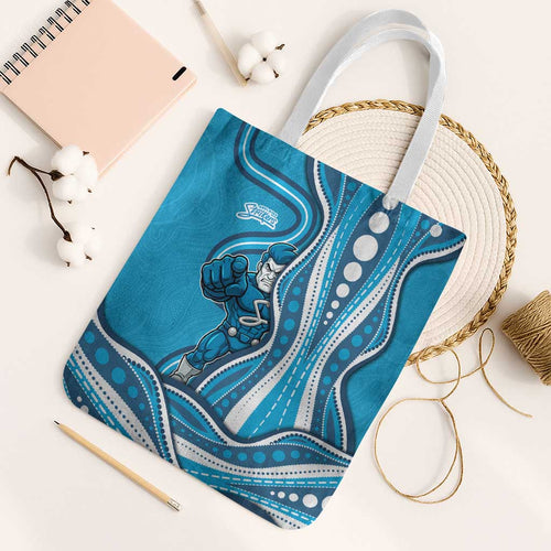Adelaide Strikers Tote Bag Aboriginal Dot Art Cyan Blue - Tribal Wave Pattern
