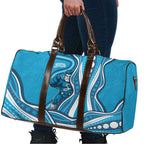 Adelaide Strikers Travel Bag Aboriginal Dot Art Cyan Blue - Tribal Wave Pattern