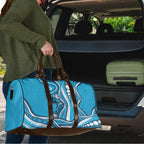 Adelaide Strikers Travel Bag Aboriginal Dot Art Cyan Blue - Tribal Wave Pattern