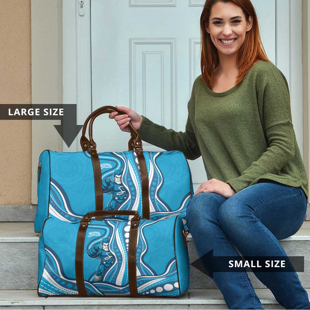 Adelaide Strikers Travel Bag Aboriginal Dot Art Cyan Blue - Tribal Wave Pattern
