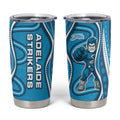 Adelaide Strikers Tumbler Cup Aboriginal Dot Art Cyan Blue - Tribal Wave Pattern