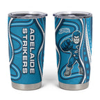 Adelaide Strikers Tumbler Cup Aboriginal Dot Art Cyan Blue - Tribal Wave Pattern