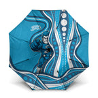 Adelaide Strikers Umbrella Aboriginal Dot Art Cyan Blue - Tribal Wave Pattern