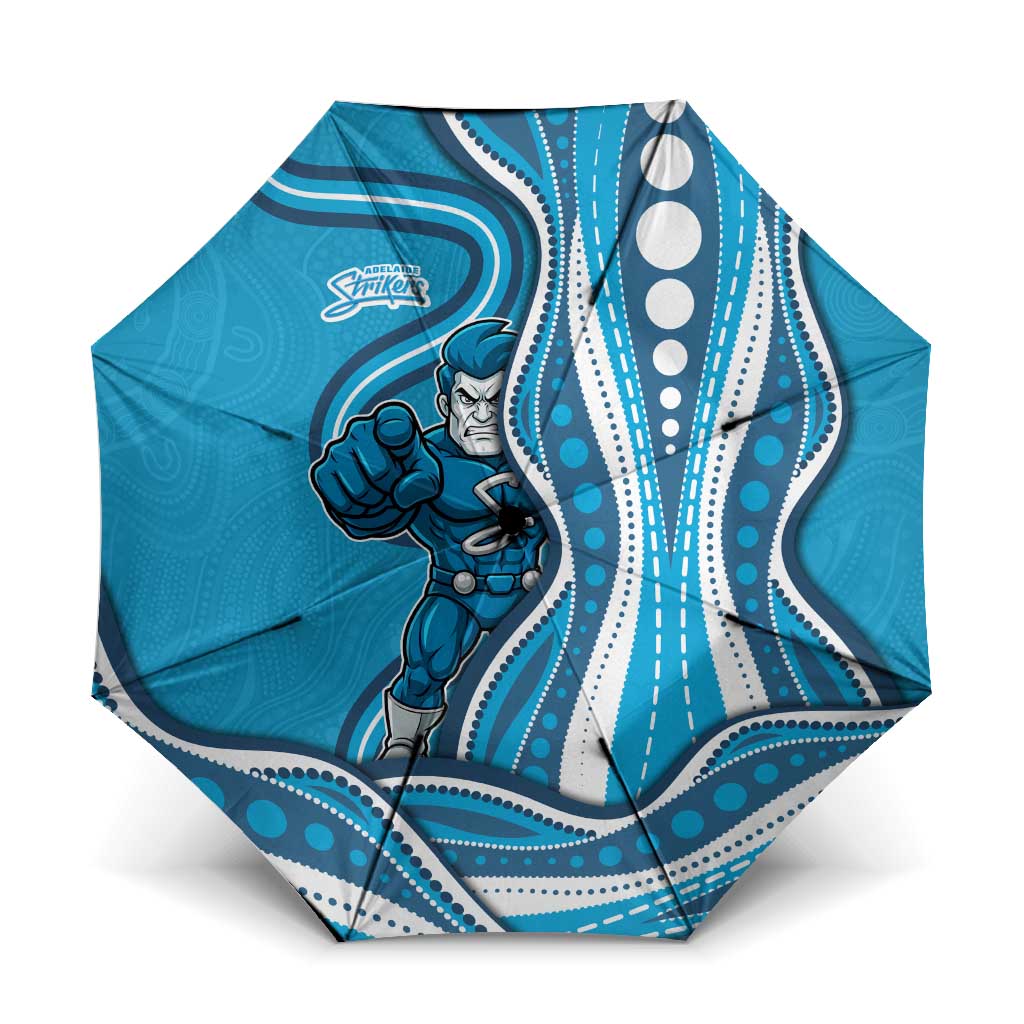 Adelaide Strikers Umbrella Aboriginal Dot Art Cyan Blue - Tribal Wave Pattern