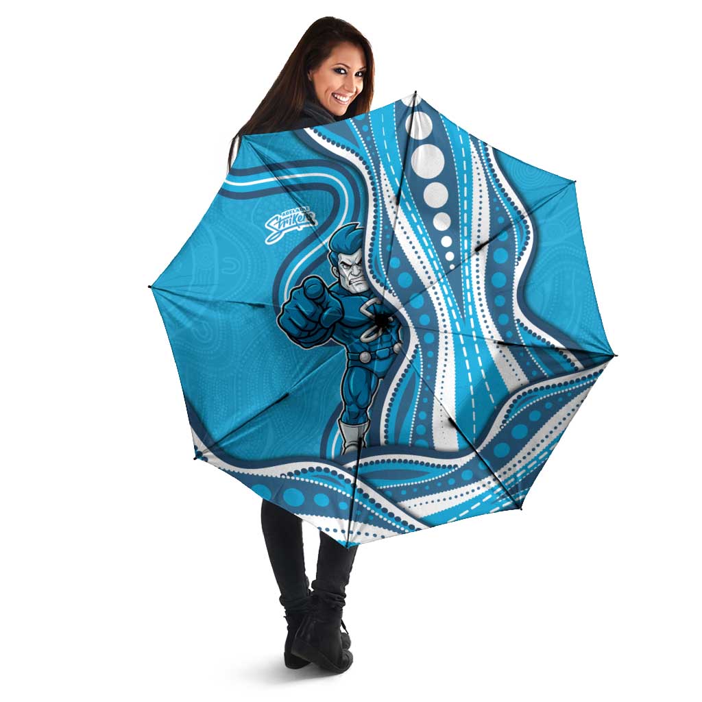Adelaide Strikers Umbrella Aboriginal Dot Art Cyan Blue - Tribal Wave Pattern
