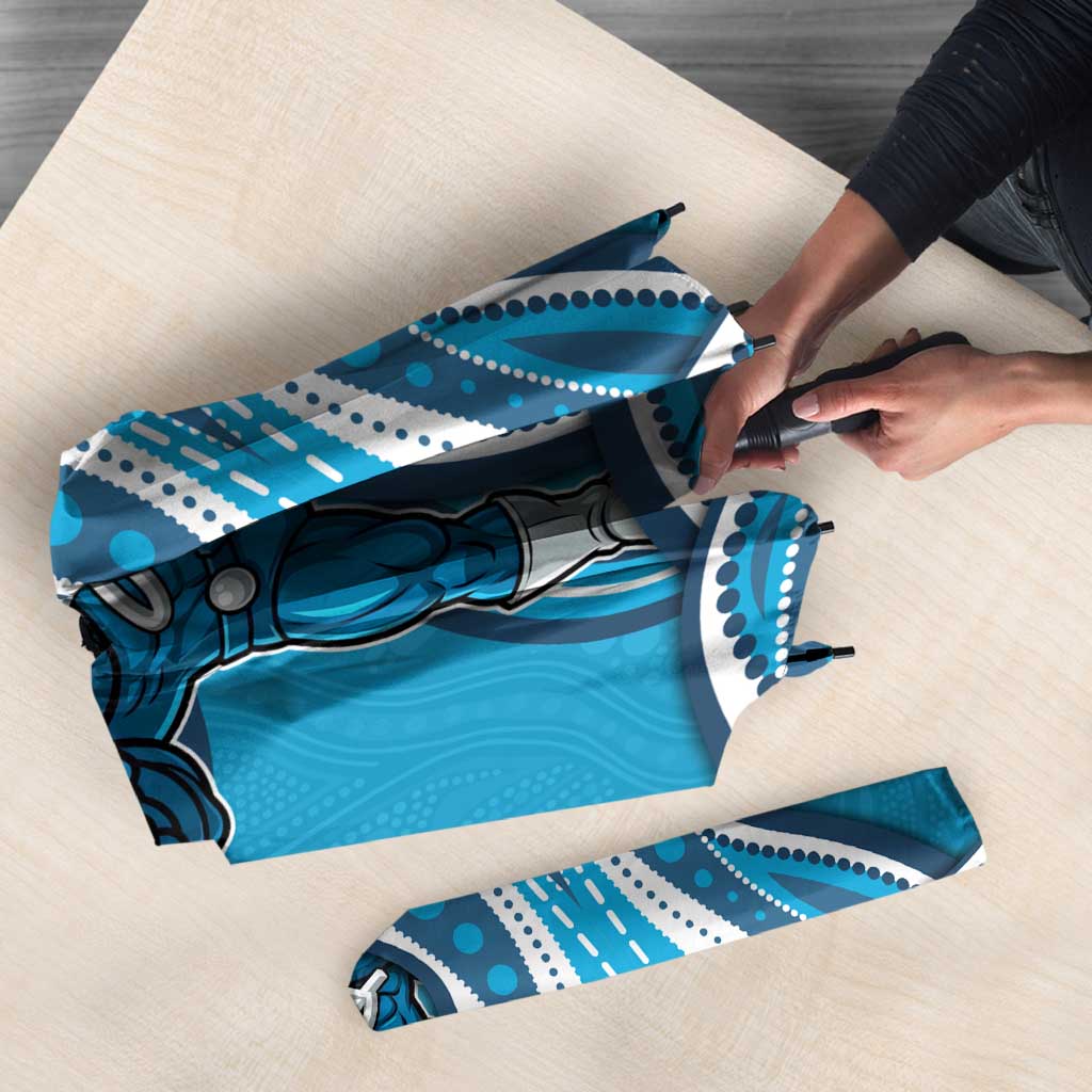 Adelaide Strikers Umbrella Aboriginal Dot Art Cyan Blue - Tribal Wave Pattern