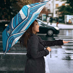 Adelaide Strikers Umbrella Aboriginal Dot Art Cyan Blue - Tribal Wave Pattern