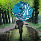 Adelaide Strikers Umbrella Aboriginal Dot Art Cyan Blue - Tribal Wave Pattern