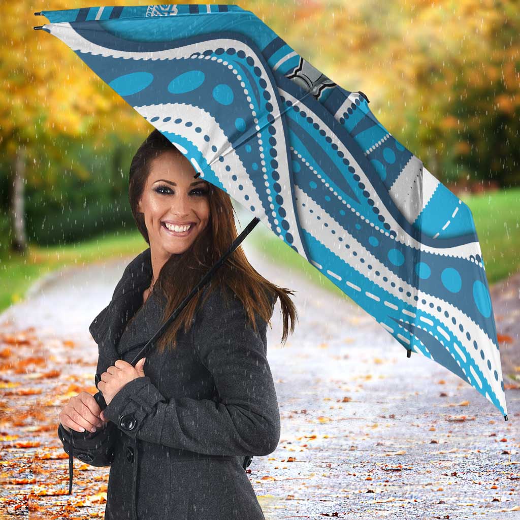 Adelaide Strikers Umbrella Aboriginal Dot Art Cyan Blue - Tribal Wave Pattern
