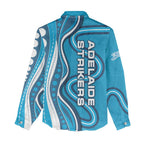 Adelaide Strikers Women Casual Shirt Aboriginal Dot Art Cyan Blue - Tribal Wave Pattern