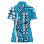 Adelaide Strikers Women Polo Shirt Aboriginal Dot Art Cyan Blue - Tribal Wave Pattern