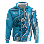 Adelaide Strikers Zip Hoodie Aboriginal Dot Art Cyan Blue - Tribal Wave Pattern