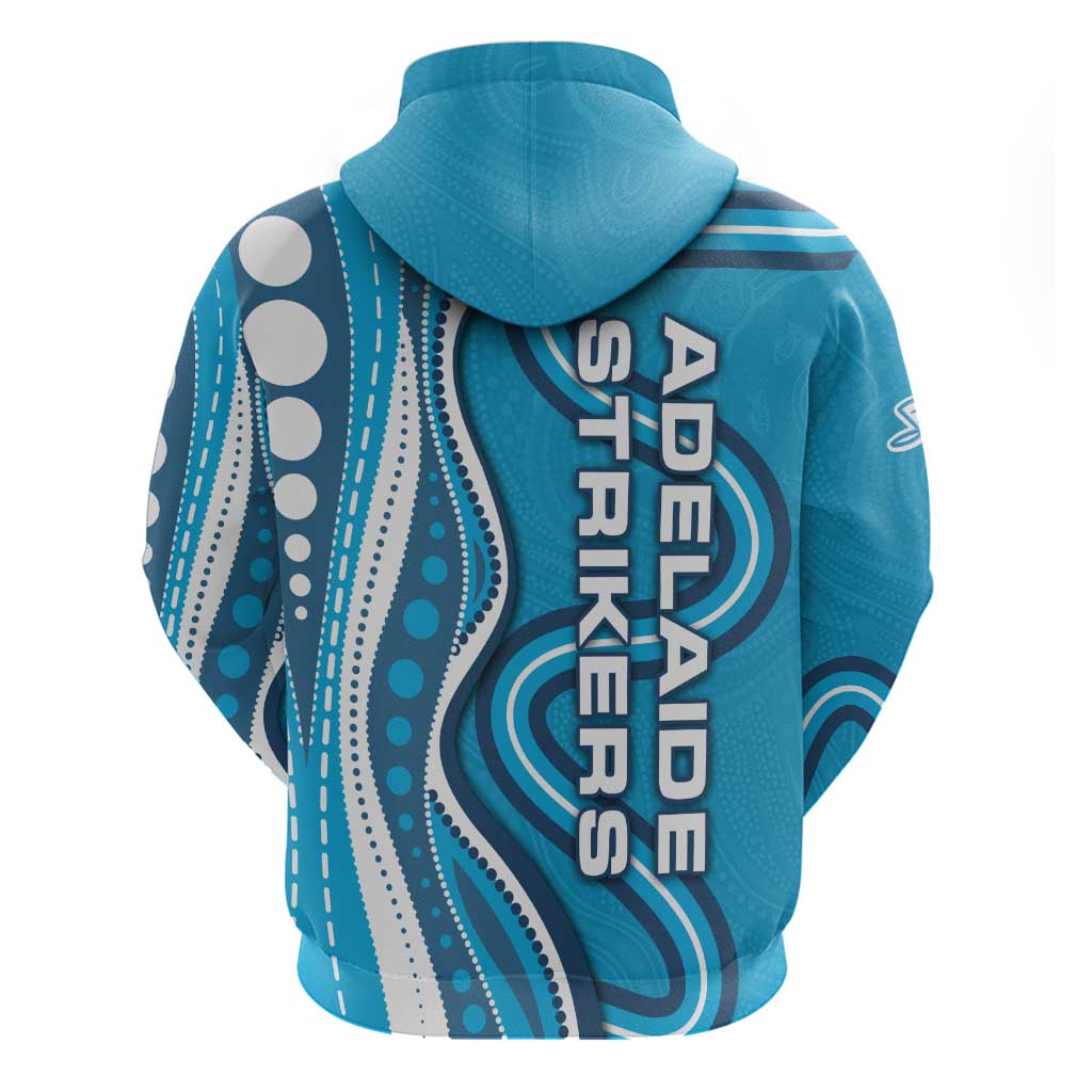 Adelaide Strikers Zip Hoodie Aboriginal Dot Art Cyan Blue - Tribal Wave Pattern
