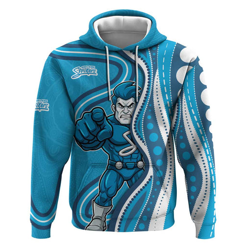 Adelaide Strikers Zip Hoodie Aboriginal Dot Art Cyan Blue - Tribal Wave Pattern