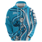 Adelaide Strikers Zip Hoodie Aboriginal Dot Art Cyan Blue - Tribal Wave Pattern