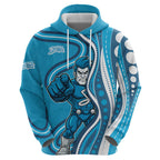 Adelaide Strikers Zip Hoodie Aboriginal Dot Art Cyan Blue - Tribal Wave Pattern