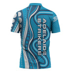 Adelaide Strikers Zipper Polo Shirt Aboriginal Dot Art Cyan Blue - Tribal Wave Pattern
