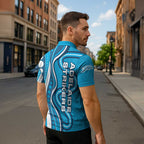 Adelaide Strikers Zipper Polo Shirt Aboriginal Dot Art Cyan Blue - Tribal Wave Pattern