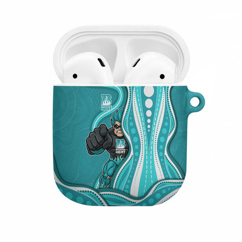 Brisbane Heat AirPods Case Aboriginal Dot Art Cyan White - Tribal Wave Pattern
