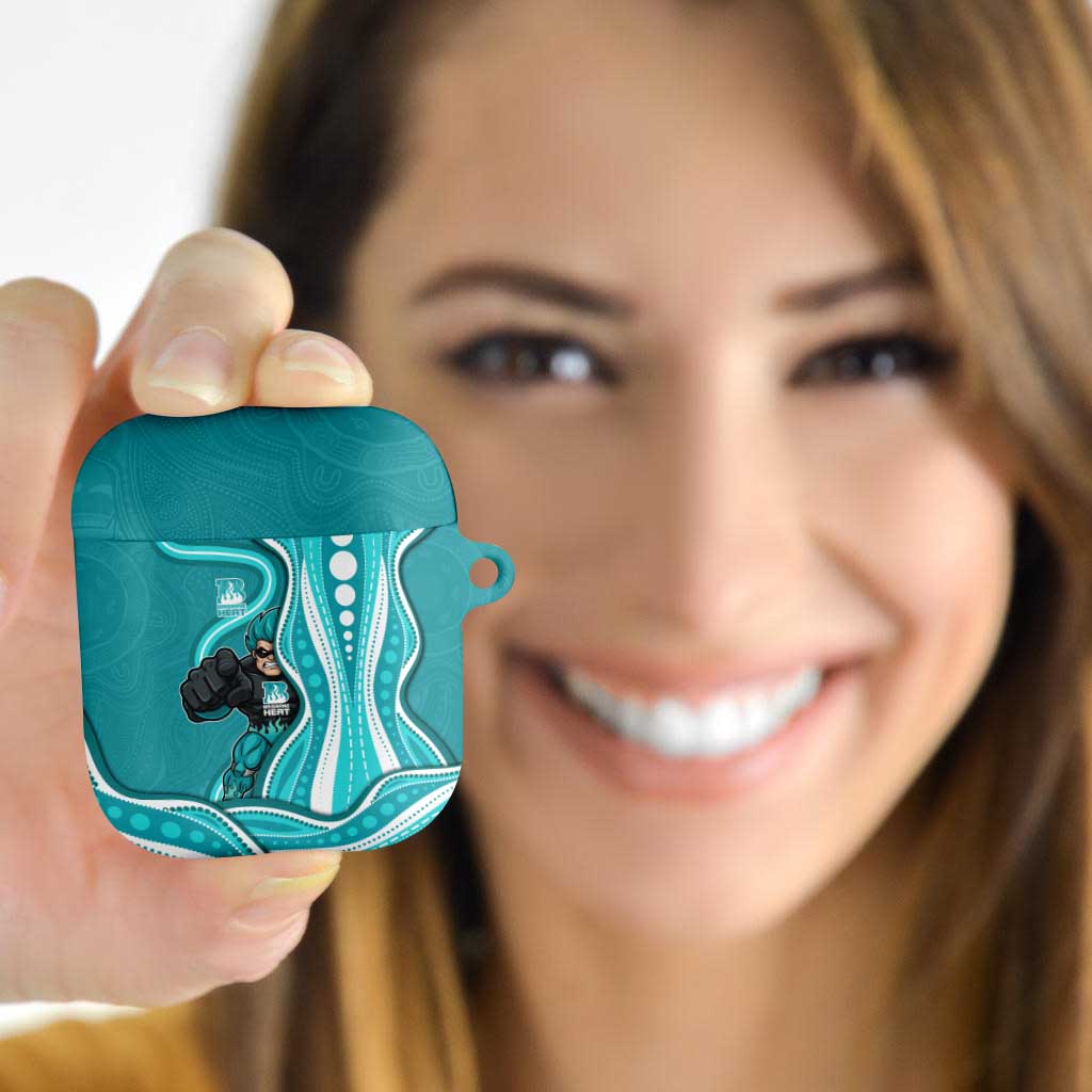 Brisbane Heat AirPods Case Aboriginal Dot Art Cyan White - Tribal Wave Pattern