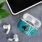 Brisbane Heat AirPods Case Aboriginal Dot Art Cyan White - Tribal Wave Pattern