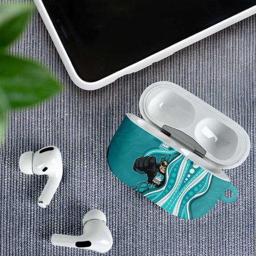 Brisbane Heat AirPods Case Aboriginal Dot Art Cyan White - Tribal Wave Pattern